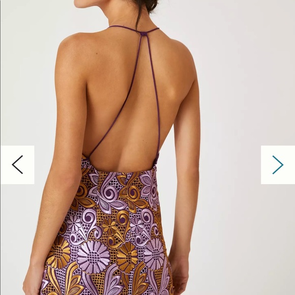 Anthropologie Embroidered Halter Mini Dress / Sz 6 - Picture 4 of 6